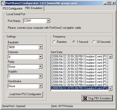 PrtStre4 starting guide HW grup První test Serial > FTP Prgram PrtStre2 Cnfiguratr pužijte jak simulátr PBX na Vašem PC, data psílejte d sérivéh prtu PrtStre4 a vyčítejte je pmcí FTP rzhraní v