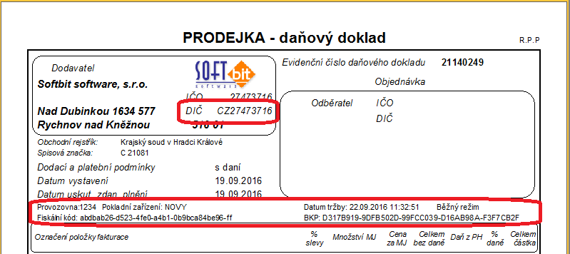 Magazín informačního systému 207 Systém poté co případně zadáte tyto údaje a zadáte všechny položky prodeje, provádí komunikaci s GFŘ v momentě tisku dokladu (tedy i pouhého zobrazení dokladu na