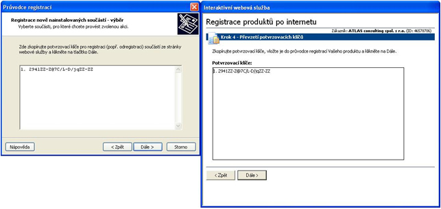 Podobně, jako v kroku předchozím, je-li využíváno externího okna prohlížeče, musí být potvrzovací klíč přenesen ručně.