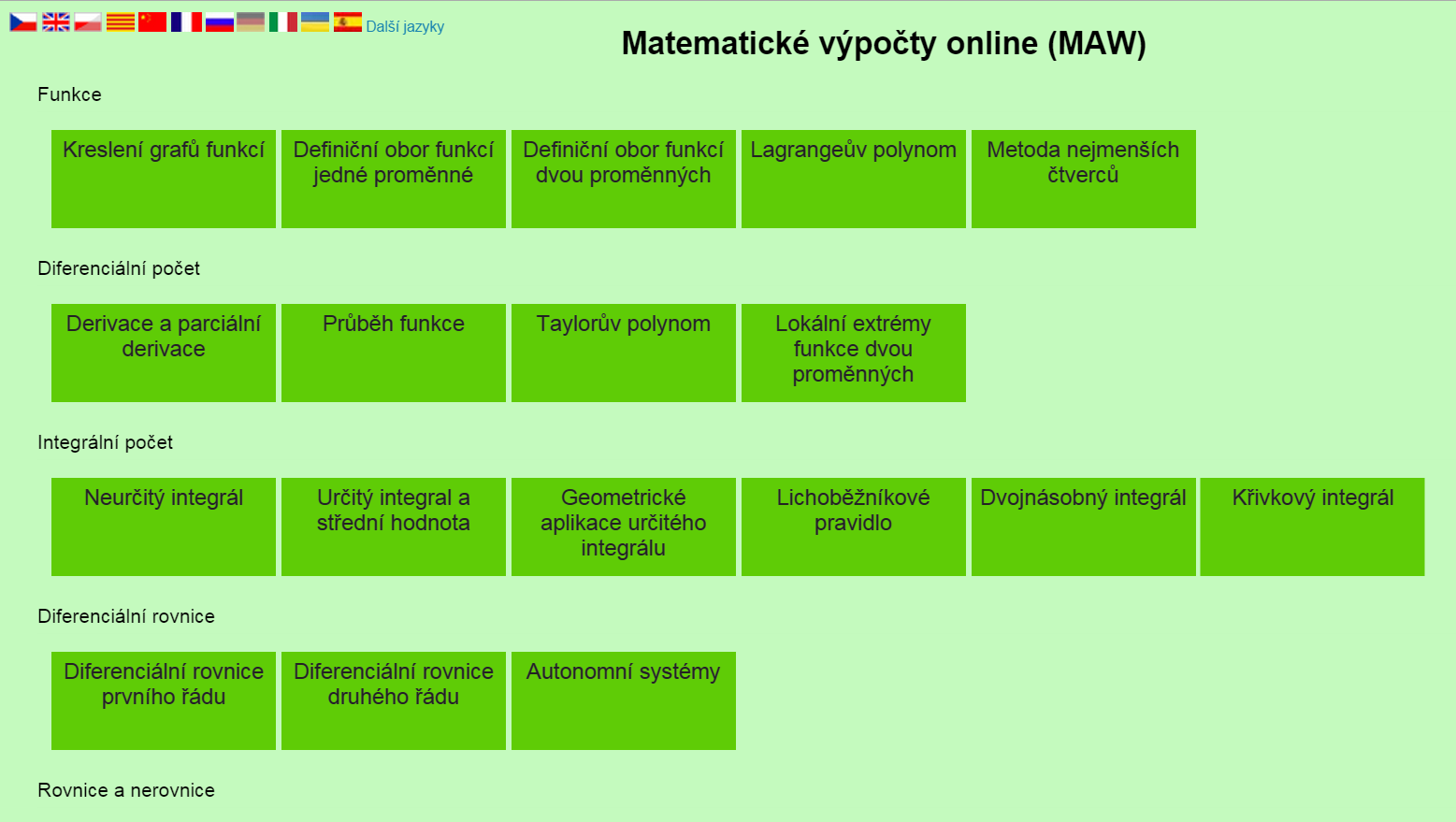 Matematické výpočty on-line - MAW Tyto internetové stránky vám usnadní práci s funkcemi, derivacemi (i parciálními), integrály (určité, neurčité, dvojné),