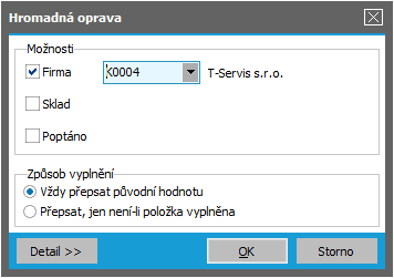 Zatržení omezovacího prvku Klíče, podle něhož se bude filtrovat Po stisku tlačítka v nabídnutém dialogovém okně zadáme omezení pro označení firem podle hodnot klíče "Obchodní vztah" a stiskneme OK: