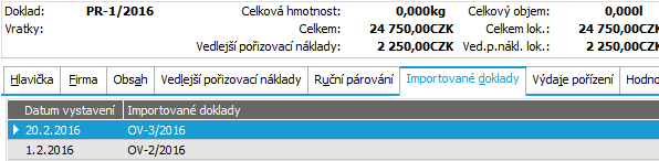 Příklad záložky X-vazby. ABRA vzhled modrý. K objednávce jsou zde mj. k dispozici informace, které příjemky byly podle ní vystaveny, jaké faktury atd. A N O Pokračujte bodem 2 testu.