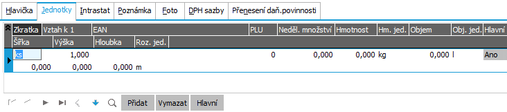 Výroby a nyní je nebudeme potřebovat. Obdobně položky kolem záruky využívané modulem Servis. V subzáložce Jednotky zavedeme jednotku kusy se zkratkou ks se vztahem 1 (bude předvyplněna).