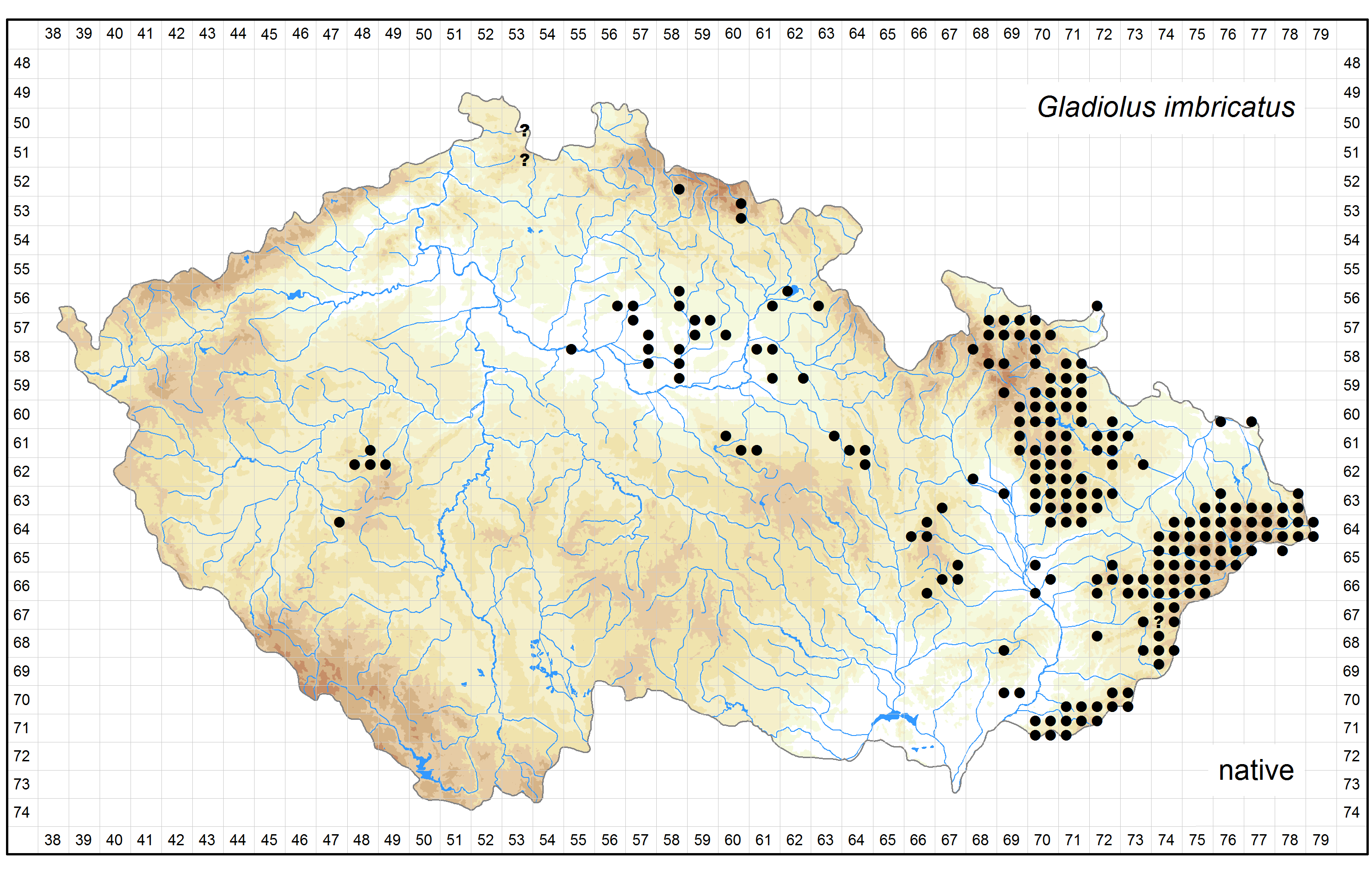 Distribution of Gladiolus imbricatus in the Czech Republic Author of the map: Jindřich Chrtek Map produced on: 13-05-2016 Database records used for producing the distribution map of Gladiolus