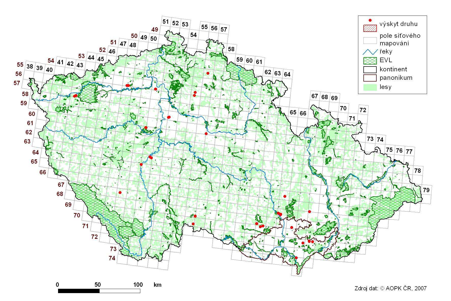 citellus) Příloha 14: Rozšíření chráněného druhu -