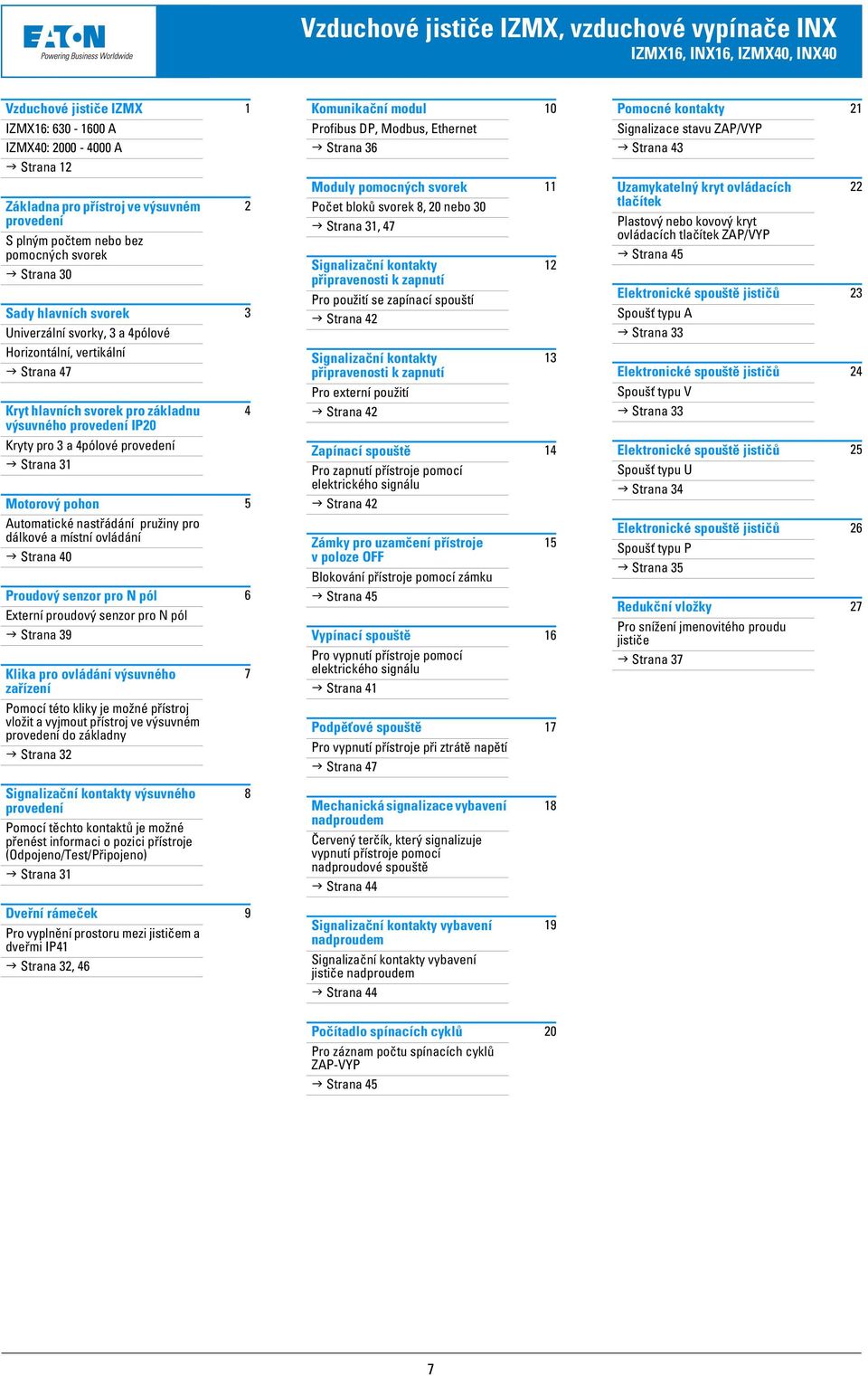 5 Automatické nastřádání pružiny pro dálkové a místní ovládání Strana 40 Proudový senzor pro N pól 6 Externí proudový senzor pro N pól Strana 39 Klika pro ovládání výsuvného zařízení Pomocí této