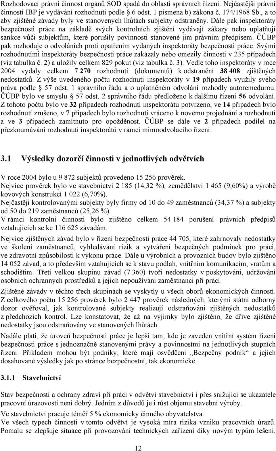 Dále pak inspektoráty bezpečnosti práce na základě svých kontrolních zjištění vydávají zákazy nebo uplatňují sankce vůči subjektům, které porušily povinnosti stanovené jim právním předpisem.