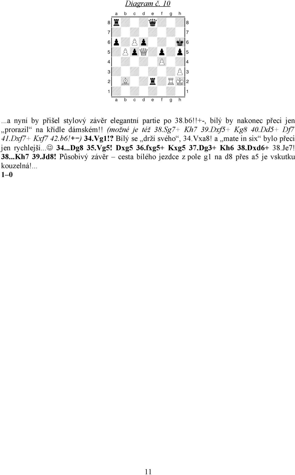 Sg7+ Kh7 39.Dxf5+ Kg8 40.Dd5+ Df7 41.Dxf7+ Kxf7 42.b6!+-) 34.Vg1!? Bílý se drží svého, 34.Vxa8! a mate in six bylo přeci jen rychlejší... 34...Dg8 35.