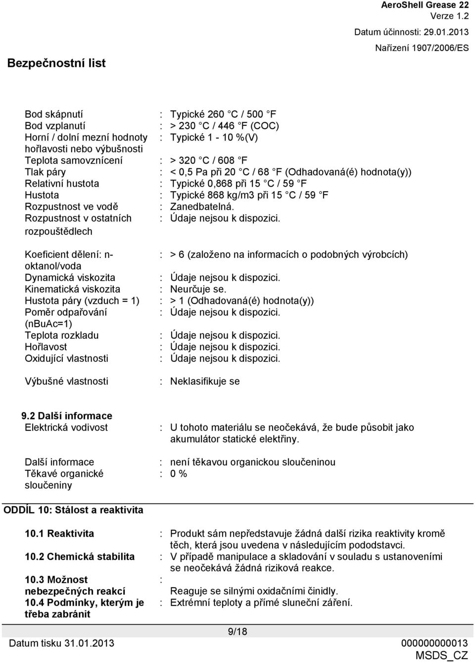 Rozpustnost v ostatních : Údaje nejsou k dispozici.