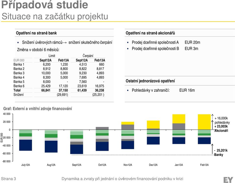 Snížení (29,691) (25,201 ) Opatření na straně akcionářů Prodej dceřinné společnosti A Prodej dceřinné společnosti B Ostatní jednorázová opatření EUR 20m EUR 3m Pohledávky v zahraničí: EUR 16m EUR 000