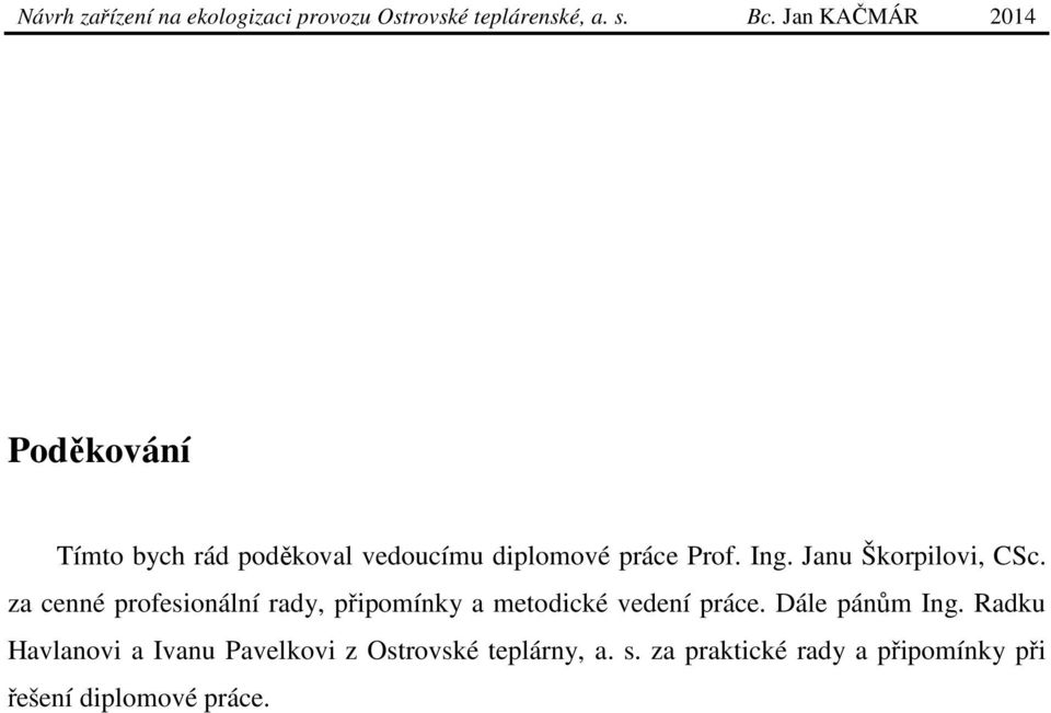 Janu Škorpilovi, CSc. za cenné profesionální rady, připomínky a metodické vedení práce.