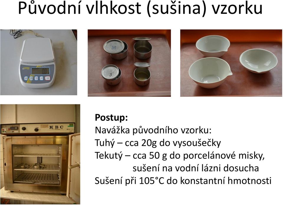 Tekutý cca 50 g do porcelánové misky, sušení na