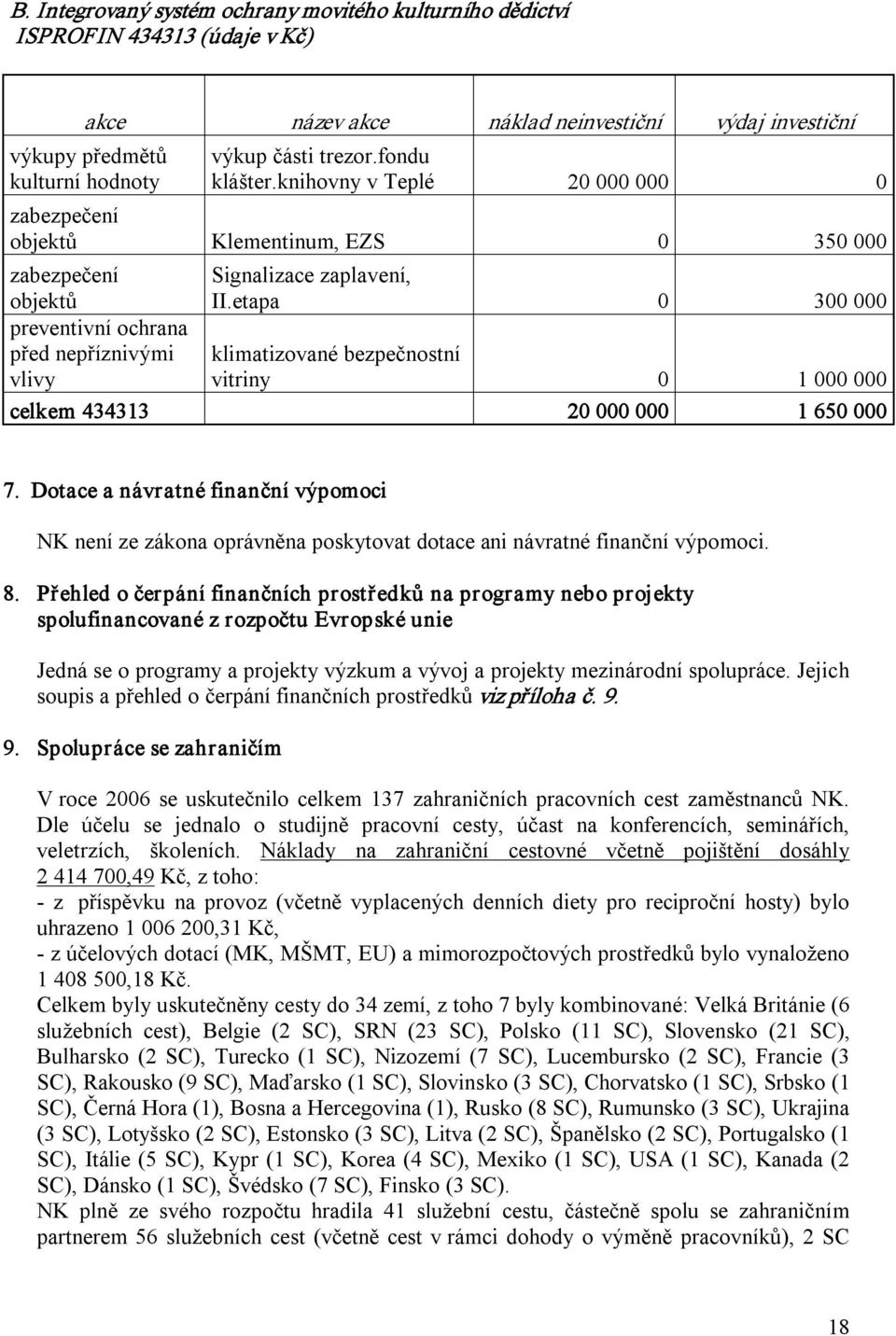 etapa 0 300 000 preventivní ochrana před nepříznivými vlivy klimatizované bezpečnostní vitriny 0 1 000 000 celkem 434313 20 000 000 1 650 000 7.