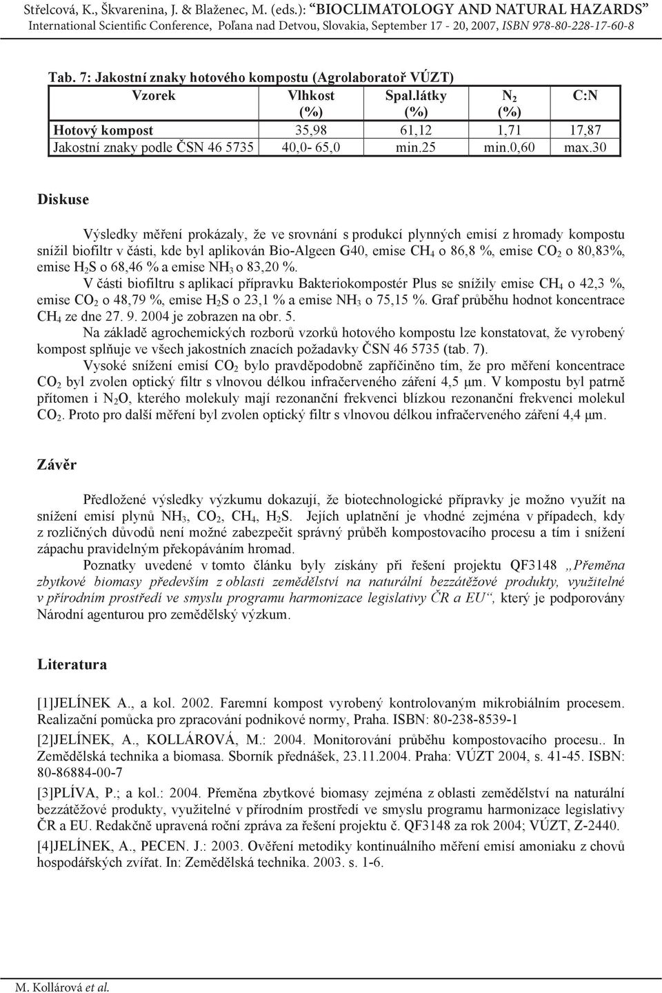 30 Diskuse Výsledky m ení prokázaly, že ve srovnání s produkcí plynných emisí z hromady kompostu snížil biofiltr v ásti, kde byl aplikován Bio-Algeen G40, emise CH 4 o 86,8 %, emise CO 2 o 80,83%,