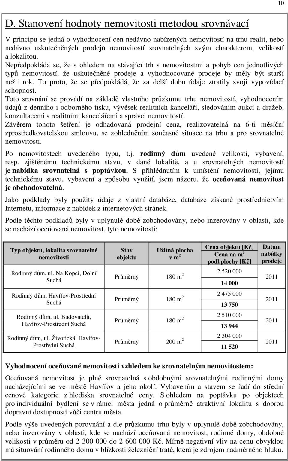 Nepředpokládá se, že s ohledem na stávající trh s nemovitostmi a pohyb cen jednotlivých typů nemovitostí, že uskutečněné prodeje a vyhodnocované prodeje by měly být starší než 1 rok.