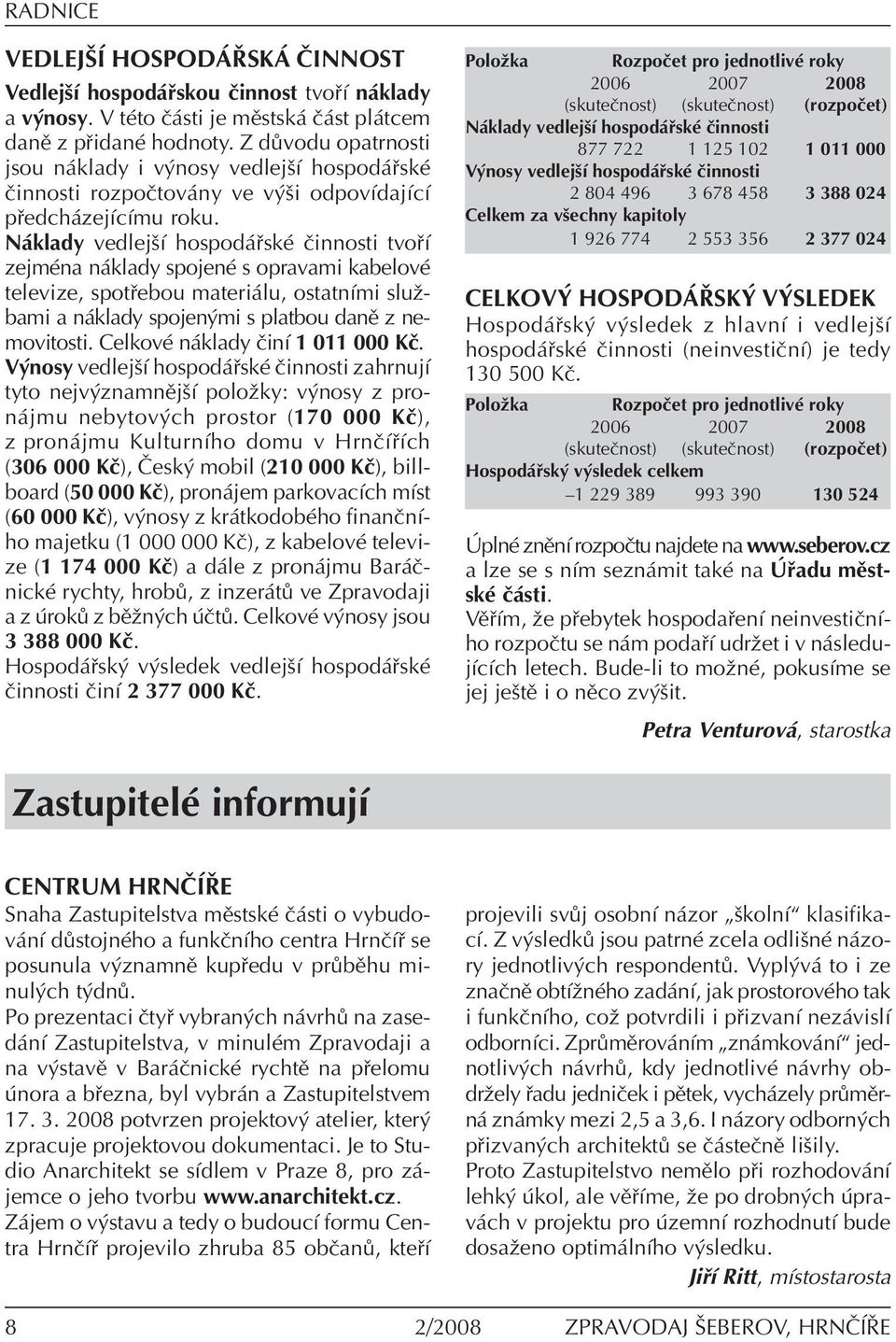 N klady vedlejöì hospod skè Ëinnosti tvo Ì zejmèna n klady spojenè s opravami kabelovè televize, spot ebou materi lu, ostatnìmi sluûbami a n klady spojen mi s platbou danï z nemovitosti.