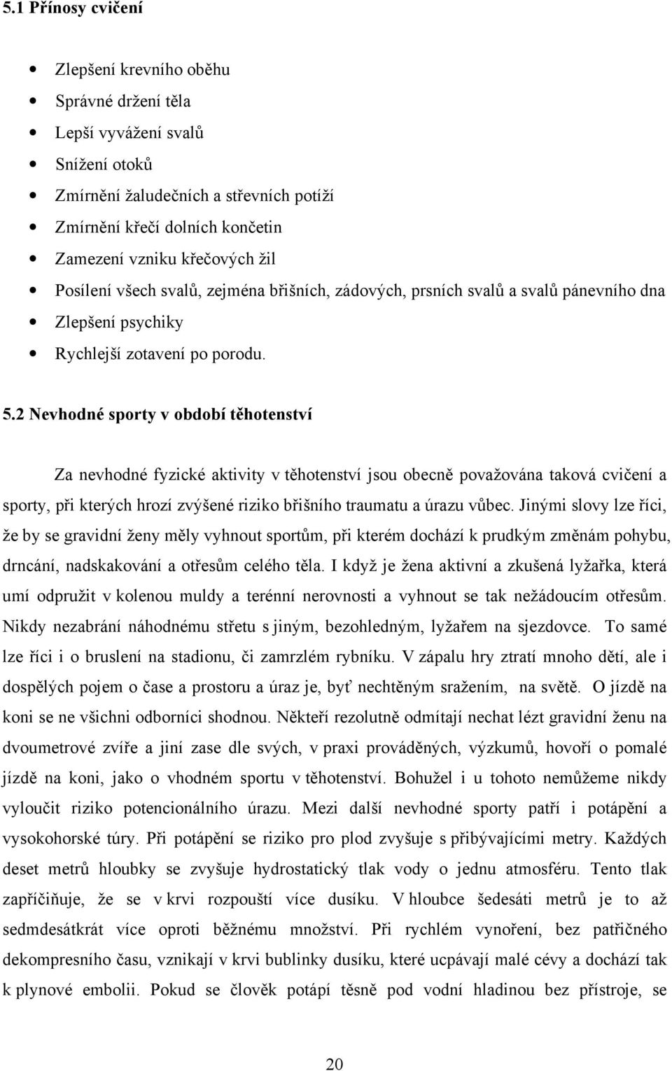 2 Nevhodné sporty v období těhotenství Za nevhodné fyzické aktivity v těhotenství jsou obecně považována taková cvičení a sporty, při kterých hrozí zvýšené riziko břišního traumatu a úrazu vůbec.