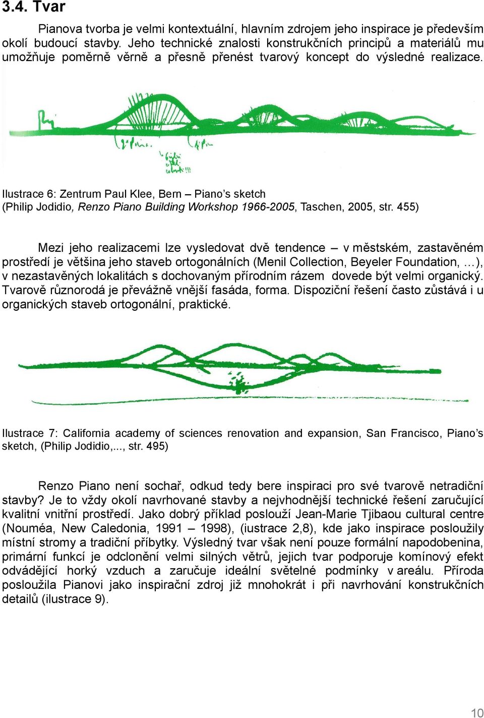 Ilustrace 6: Zentrum Paul Klee, Bern Piano s sketch (Philip Jodidio, Renzo Piano Building Workshop 1966-2005, Taschen, 2005, str.