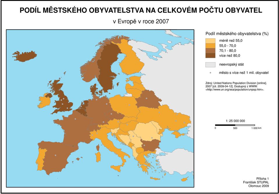 než 1 mil. obyvatel Zdroj: United Nations Population Division [online]. 2007 [cit.