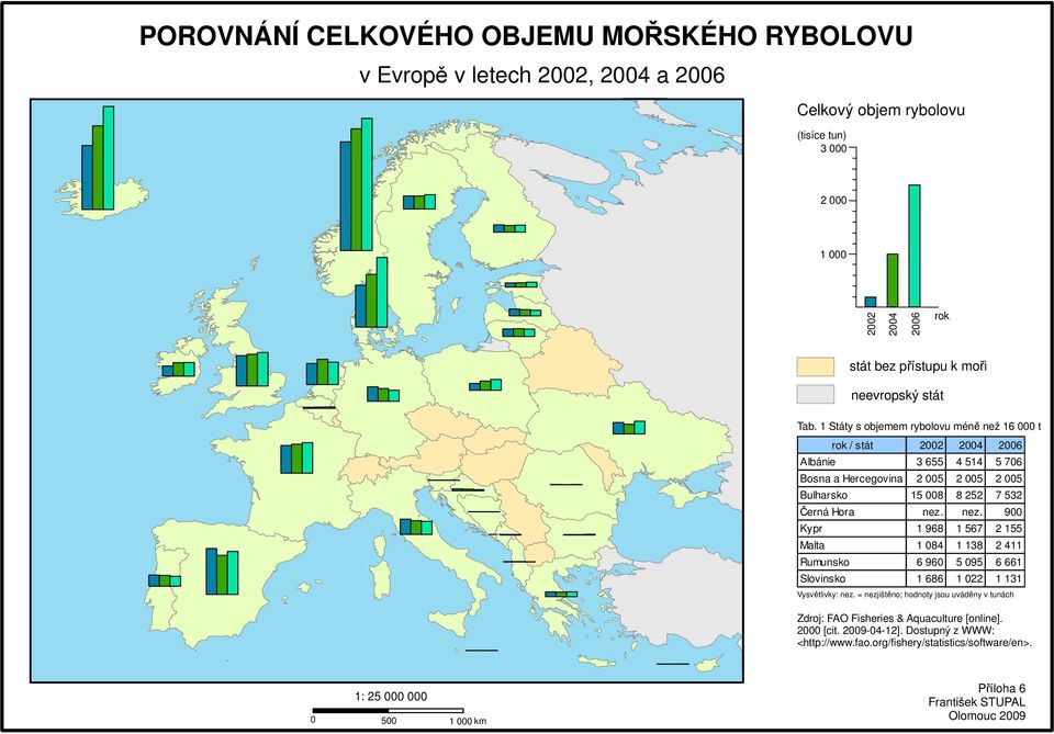 1 Státy s objemem rybolovu méně než 16 000 t rok / stát 2002 2004 2006 Albánie 3 655 4 514 5 706 Bosna a Hercegovina 2 005 2 005 2 005 Bulharsko 15 008 8 252 7 532 Černá