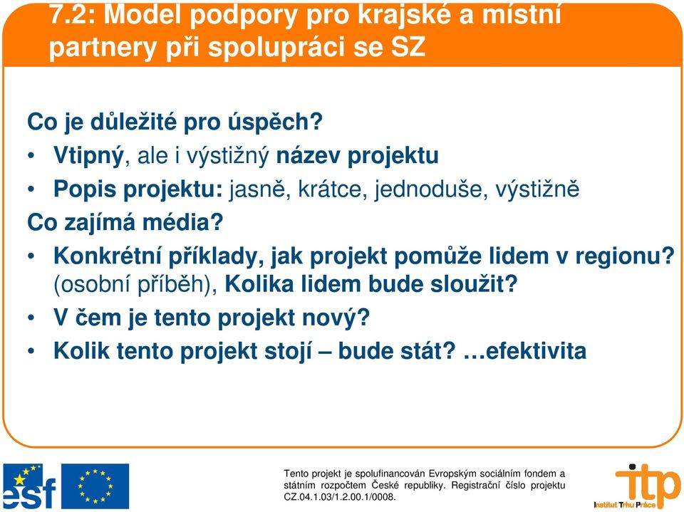 Vtipný, ale i výstižný název projektu Popis projektu: jasně, krátce, jednoduše, výstižně Co