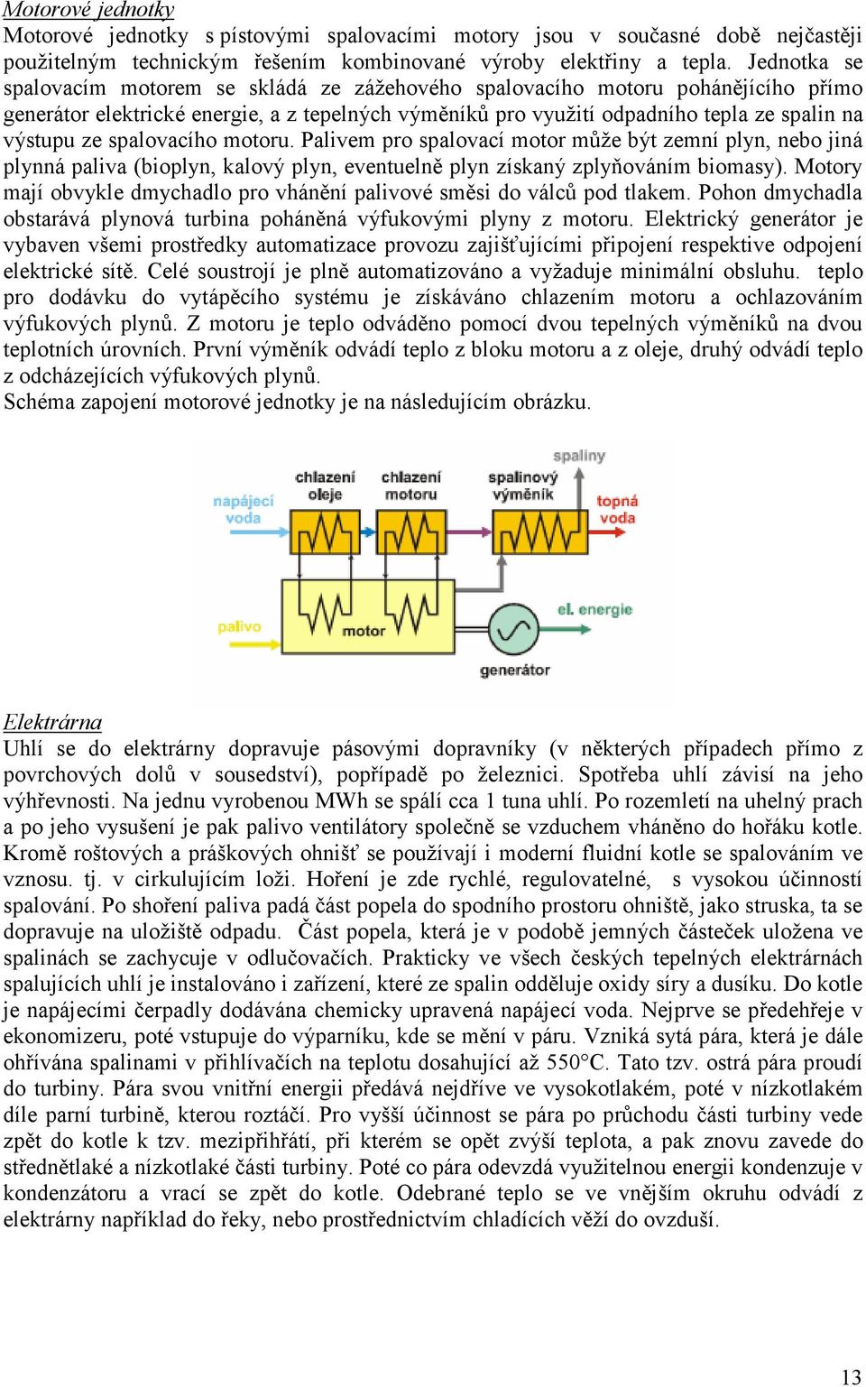 spalovacího motoru. Palivem pro spalovací motor může být zemní plyn, nebo jiná plynná paliva (bioplyn, kalový plyn, eventuelně plyn získaný zplyňováním biomasy).