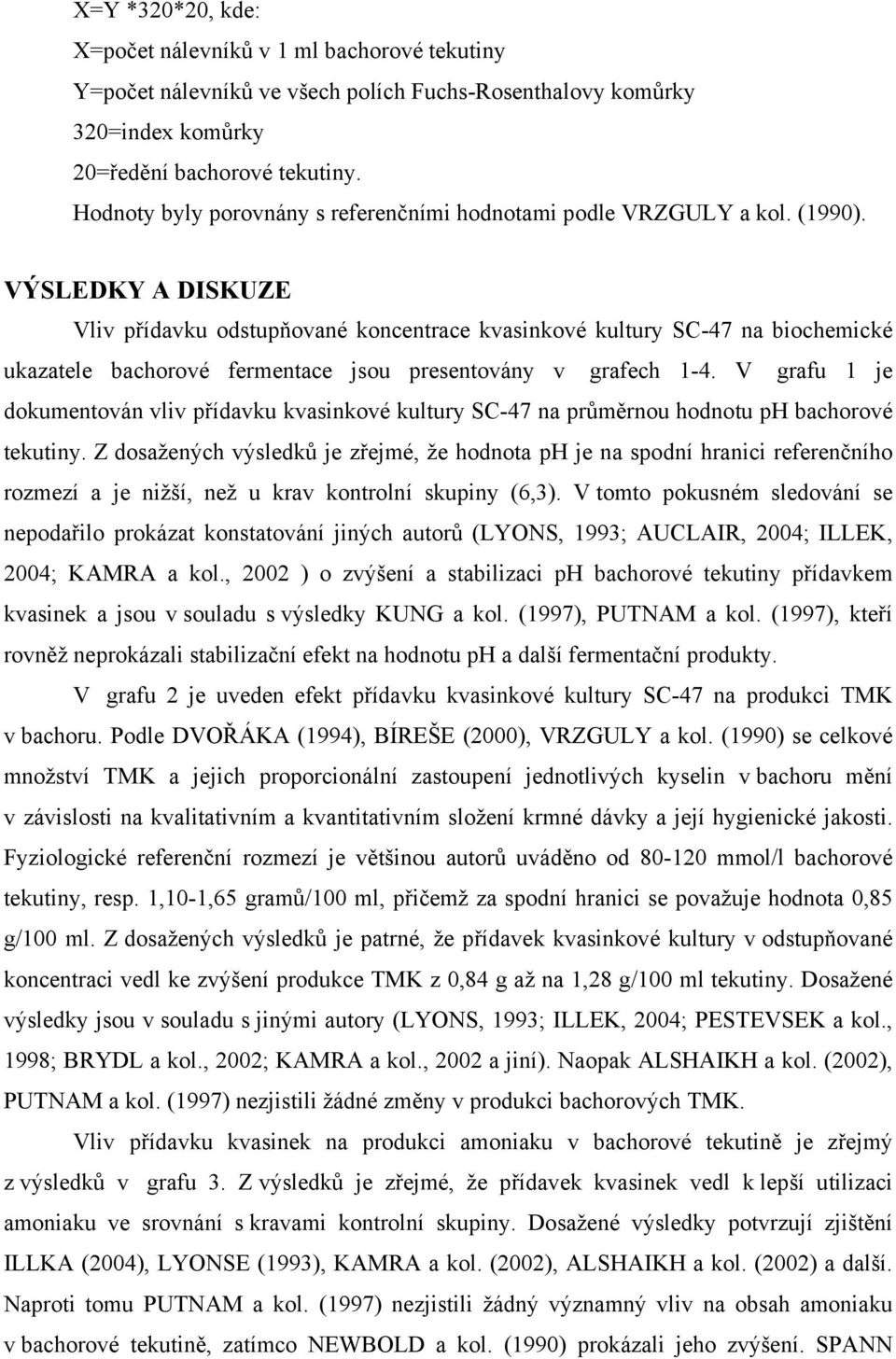 VÝSLEDKY A DISKUZE Vliv přídavku odstupňované koncentrace kvasinkové kultury SC-47 na biochemické ukazatele bachorové fermentace jsou presentovány v grafech 1-4.