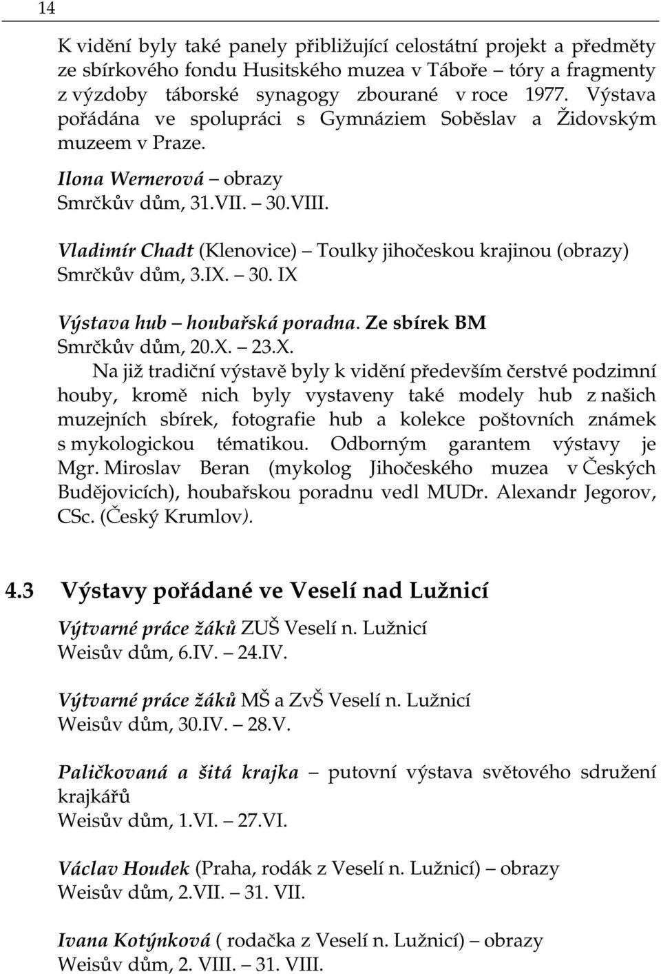 Vladimír Chadt (Klenovice) Toulky jihočeskou krajinou (obrazy) Smrčkův dům, 3.IX.