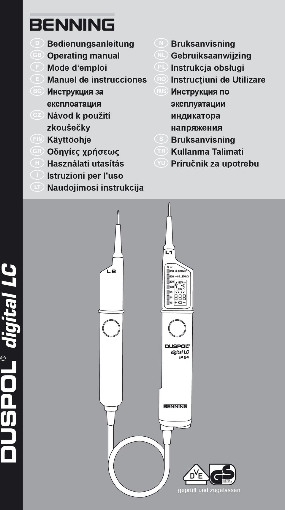 Gebruiksaanwijzing Instrukcja obsługi Instrucţiuni de Utilizare Инструкция по эксплуатации индикатора напряжения S