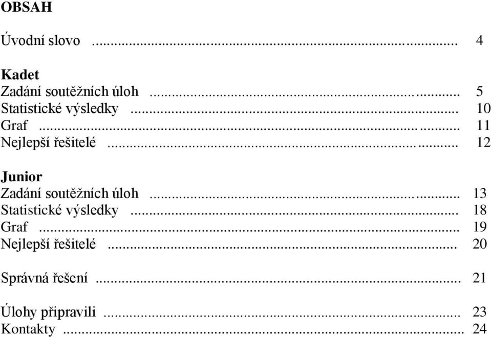 .. 12 Junior Zadání soutěžních úloh... 13 Statistické výsledky.