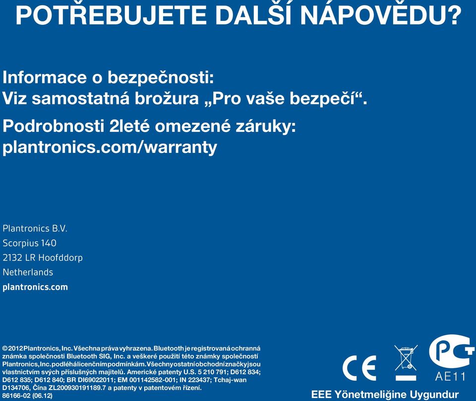 podléhá licenčním podmínkám. Všechny ostatní obchodní značky jsou vlastnictvím svých příslušných majitelů. Americké patenty U.S.