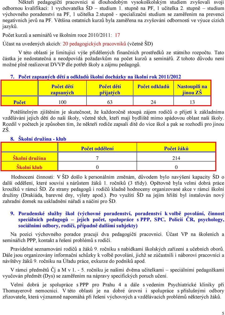 Většina ostatních kurzů byla zaměřena na zvyšování odbornosti ve výuce cizích jazyků.