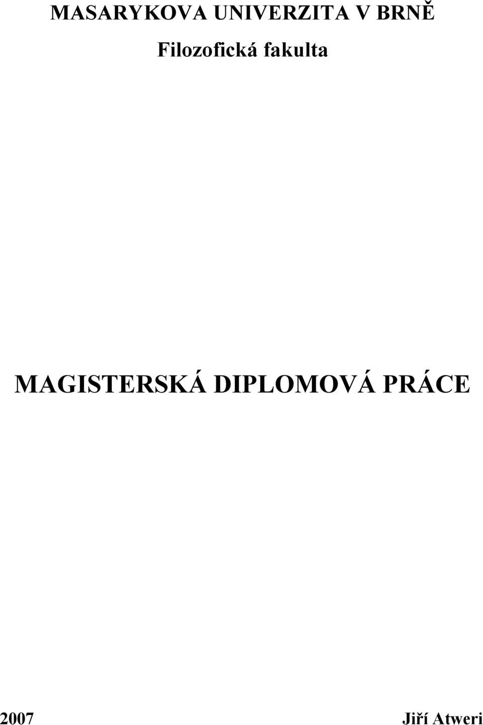 fakulta MAGISTERSKÁ