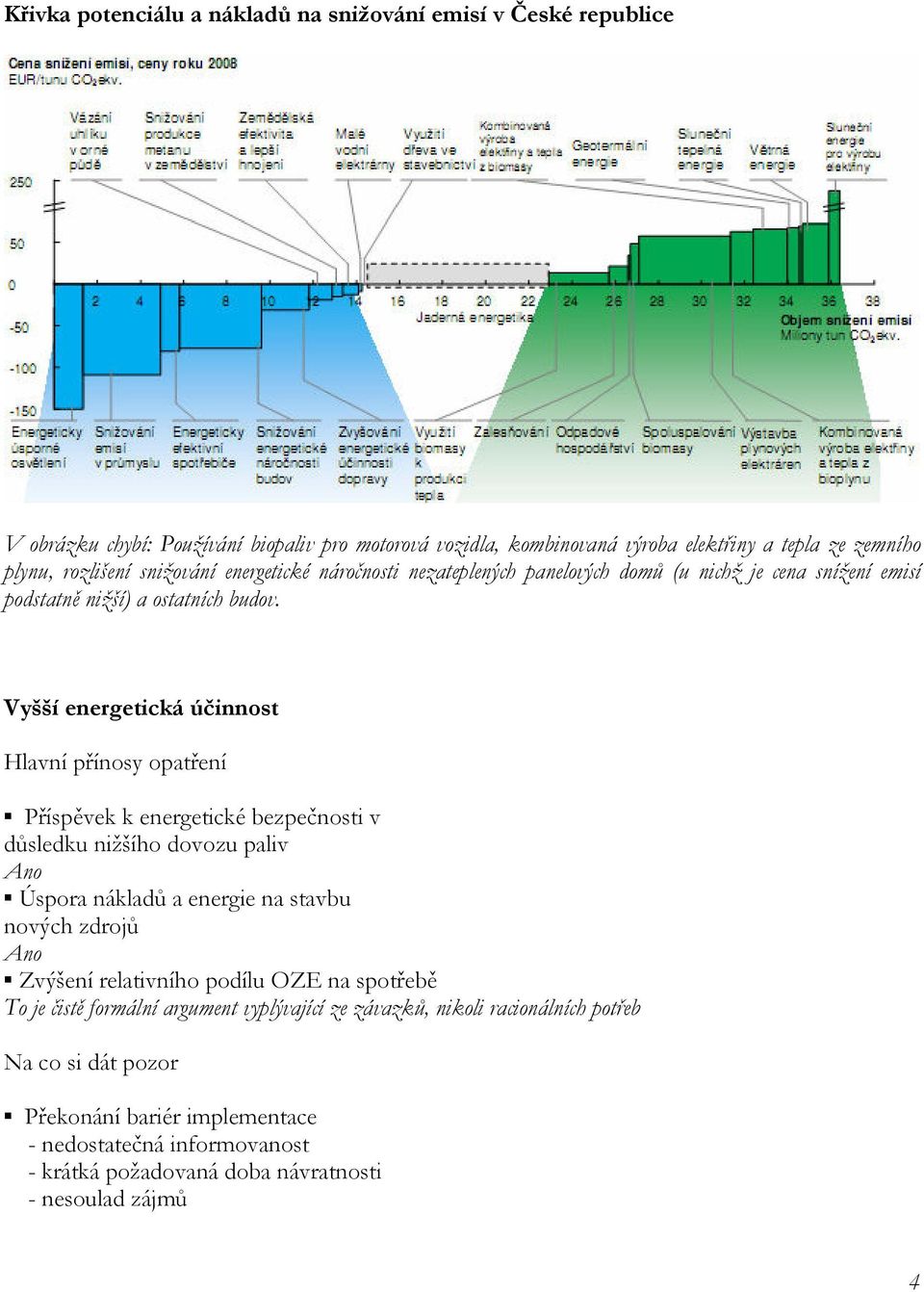 Vyšší energetická účinnost Hlavní přínosy opatření Příspěvek k energetické bezpečnosti v důsledku nižšího dovozu paliv Ano Úspora nákladů a energie na stavbu nových zdrojů Ano Zvýšení