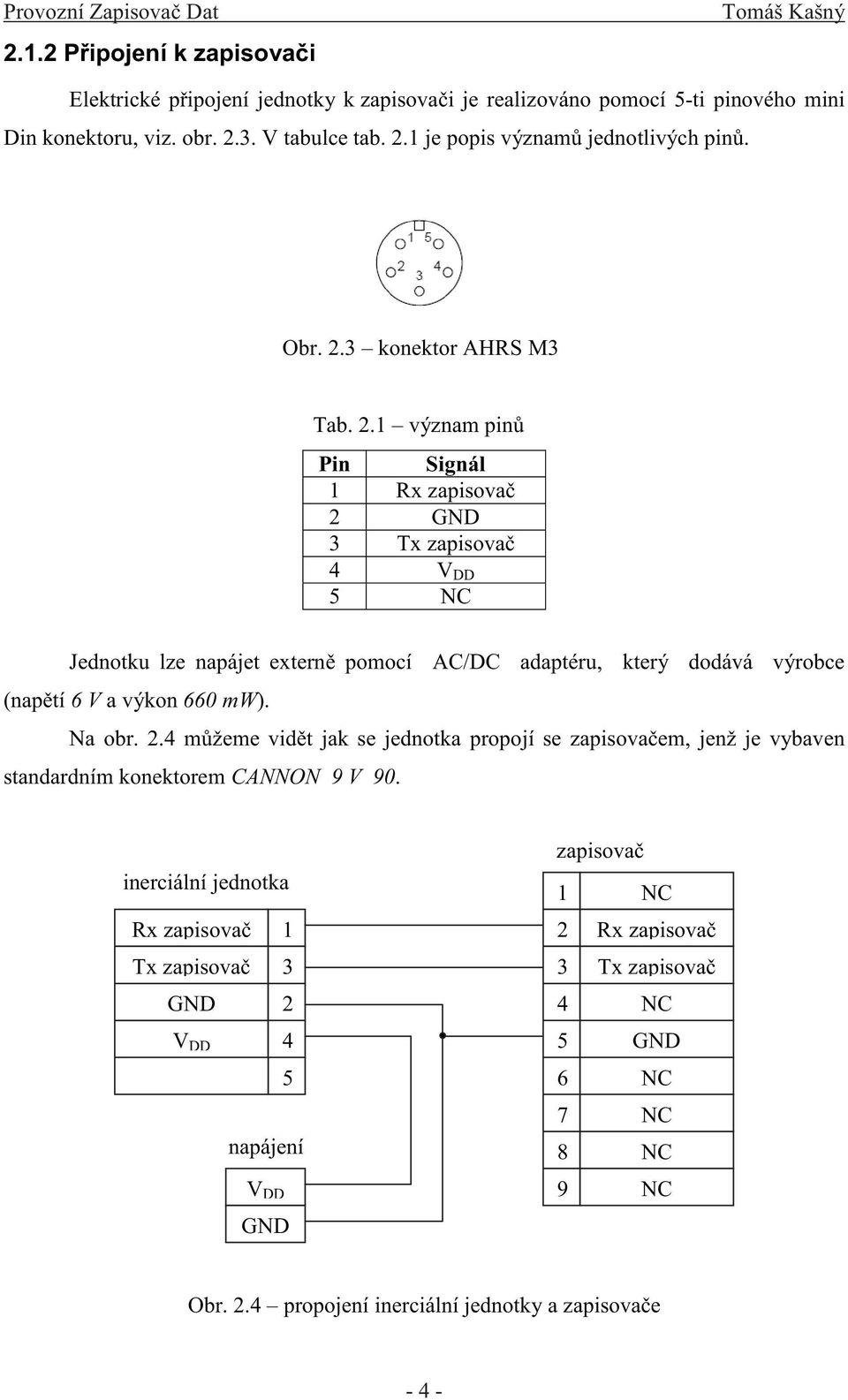 Na obr. 2.4 můžeme vidět jak se jednotka propojí se zapisovačem, jenž je vybaven standardním konektorem CANNON 9 V 90.