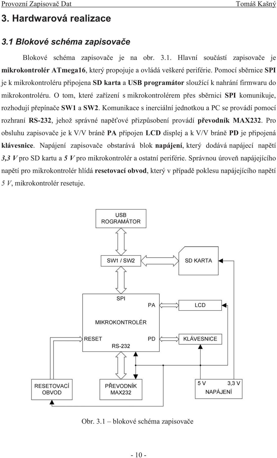 O tom, které zařízení s mikrokontrolérem přes sběrnici SPI komunikuje, rozhodují přepínače SW1 a SW2.