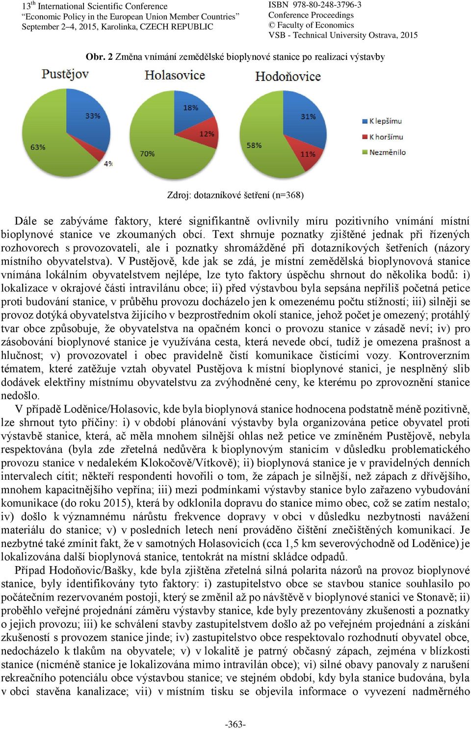 Text shrnuje poznatky zjištěné jednak při řízených rozhovorech s provozovateli, ale i poznatky shromážděné při dotazníkových šetřeních (názory místního obyvatelstva).