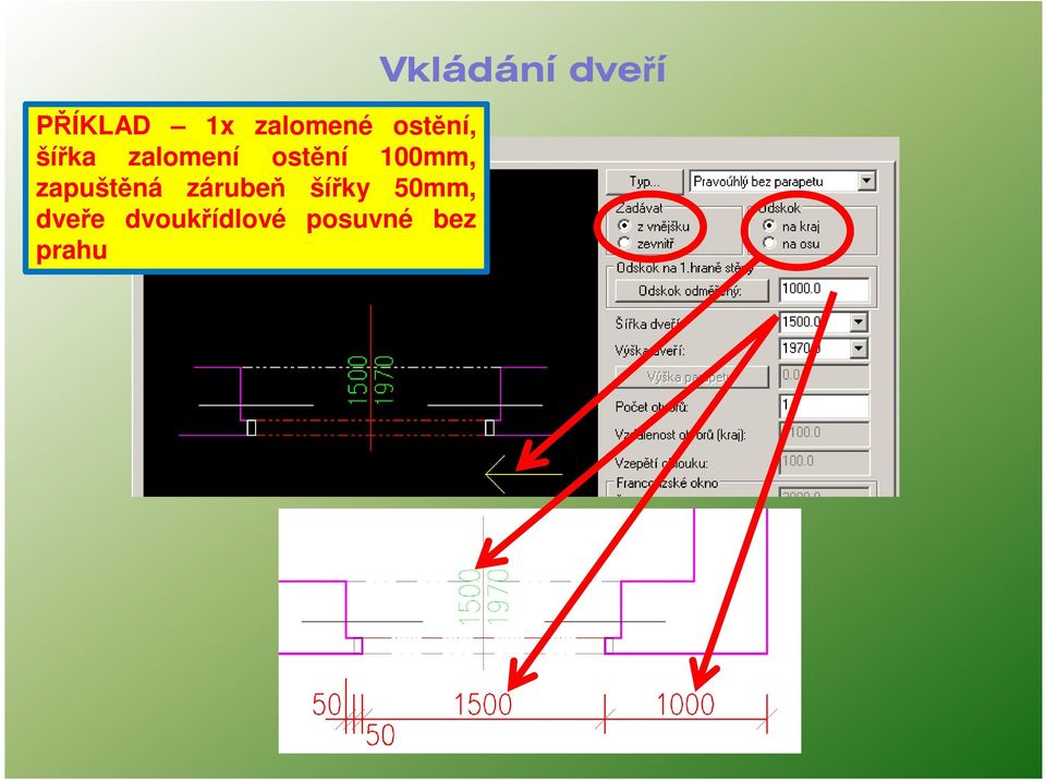 zárubeň šířky 50mm, dveře