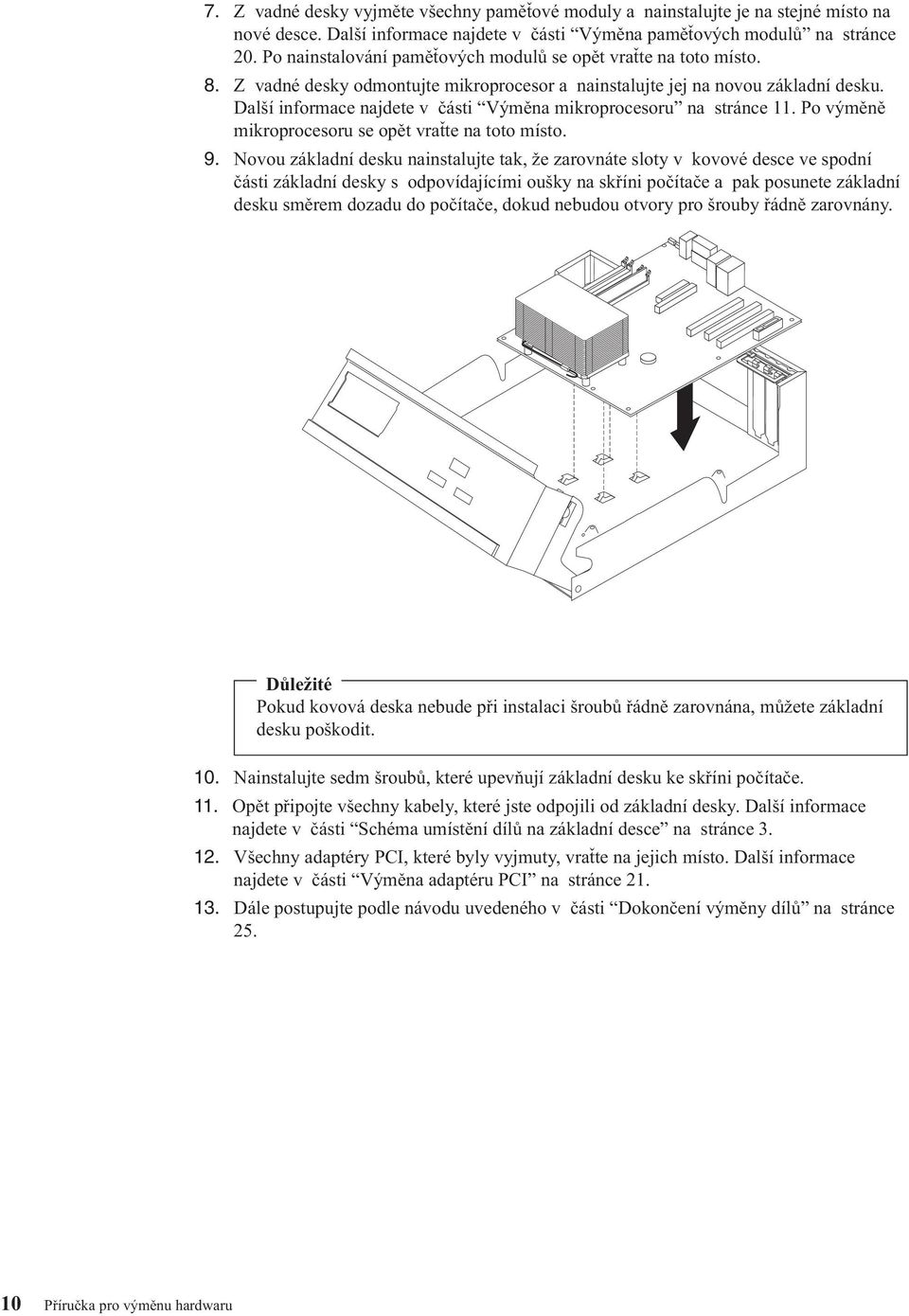 Další informace najdete v části Výměna mikroprocesoru na stránce 11. Po výměně mikroprocesoru se opět vraťte na toto místo. 9.