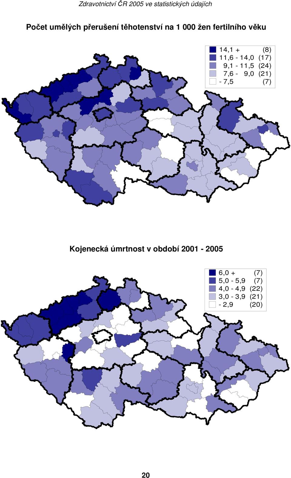 7,6-9,0 (21) - 7,5 (7) Kojenecká úmrtnost v období