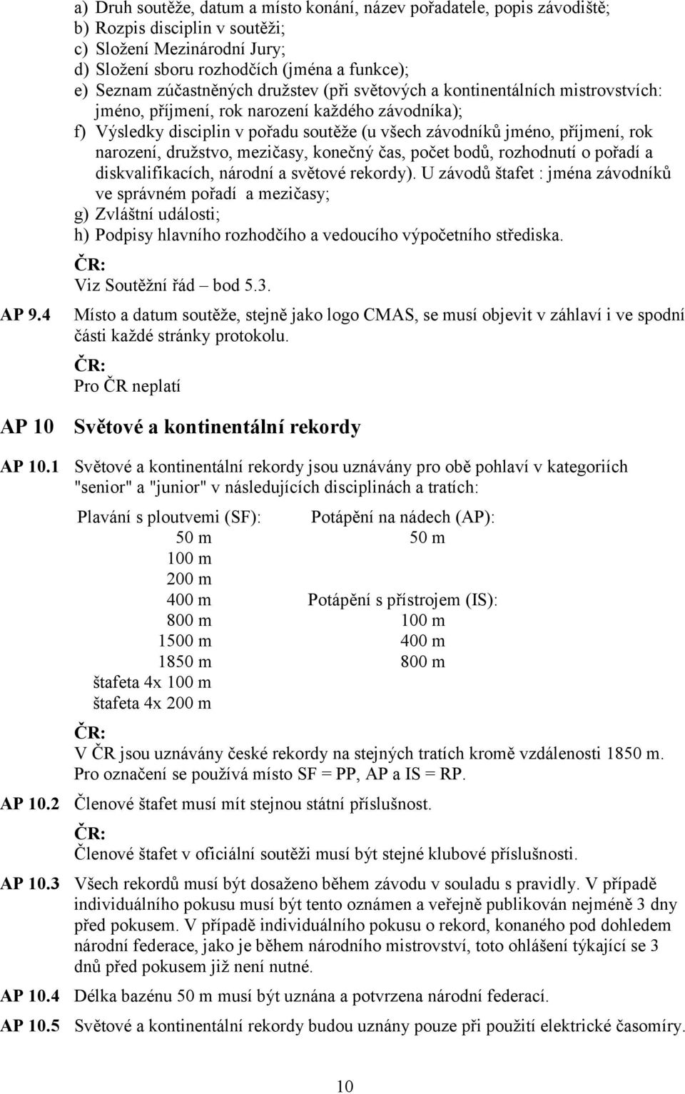 5 a) Druh soutěže, datum a místo konání, název pořadatele, popis závodiště; b) Rozpis disciplin v soutěži; c) Složení Mezinárodní Jury; d) Složení sboru rozhodčích (jména a funkce); e) Seznam