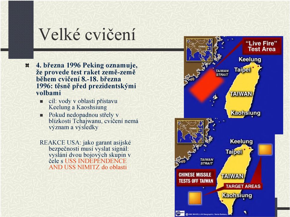 nedopadnou střely v blízkosti Tchajwanu, cvičení nemá význam a výsledky REAKCE USA: jako garant asijské