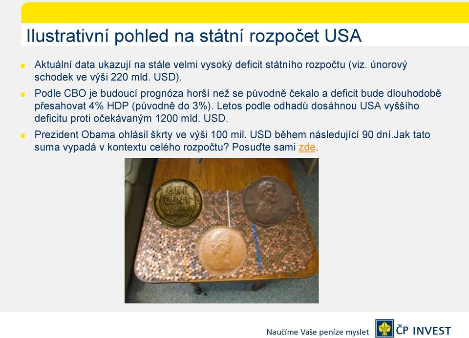 Podle CBO je budoucí prognóza horší než se původně čekalo a deficit bude dlouhodobě přesahovat 4% HDP (původně do 3%).