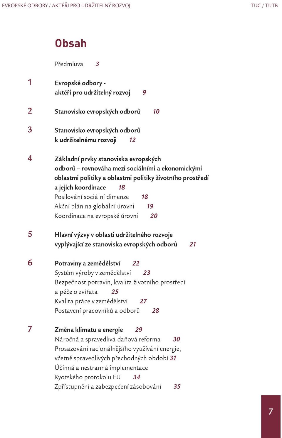 Posilování sociální dimenze 18 Akční plán na globální úrovni 19 Koordinace na evropské úrovni 20 5 Hlavní výzvy v oblasti udržitelného rozvoje vyplývající ze stanoviska evropských odborů 21 6