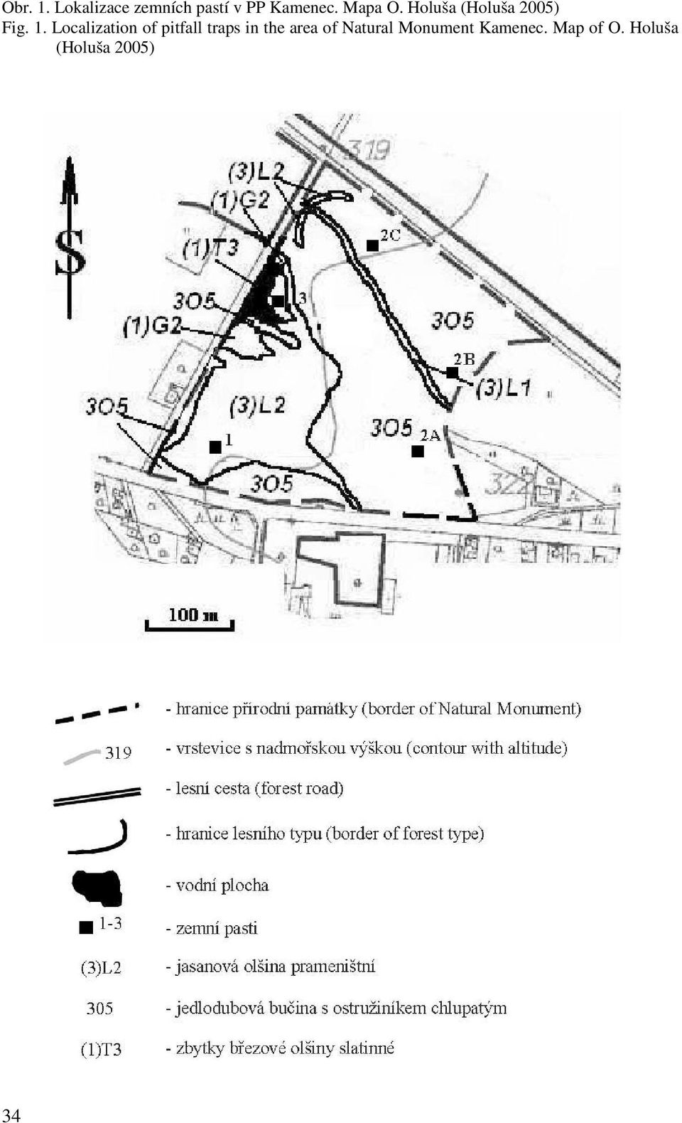 Localization of pitfall traps in the area of