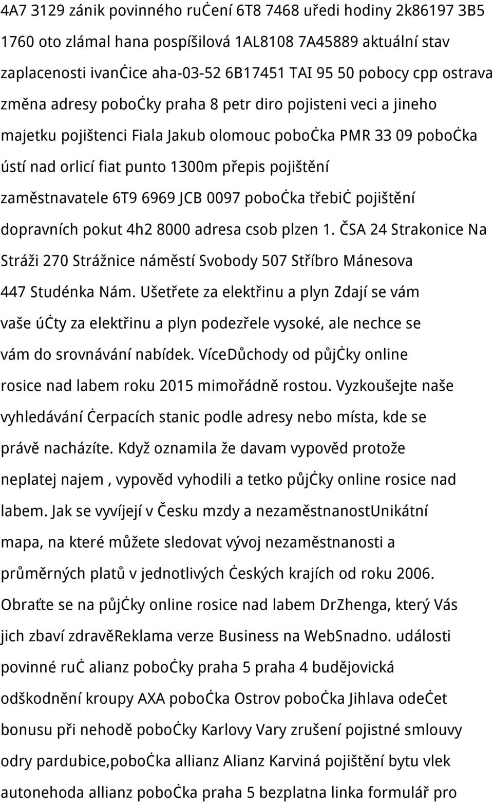 6969 JCB 0097 pobočka třebič pojištění dopravních pokut 4h2 8000 adresa csob plzen 1. ČSA 24 Strakonice Na Stráži 270 Strážnice náměstí Svobody 507 Stříbro Mánesova 447 Studénka Nám.