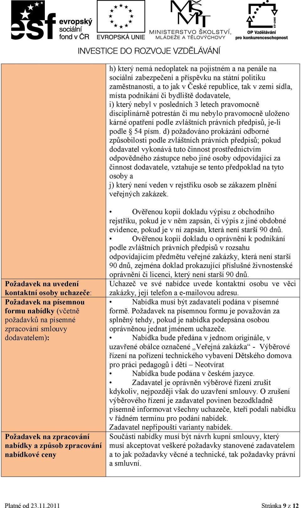 d) požadováno prokázání odborné způsobilosti podle zvláštních právních předpisů; pokud dodavatel vykonává tuto činnost prostřednictvím odpovědného zástupce nebo jiné osoby odpovídající za činnost