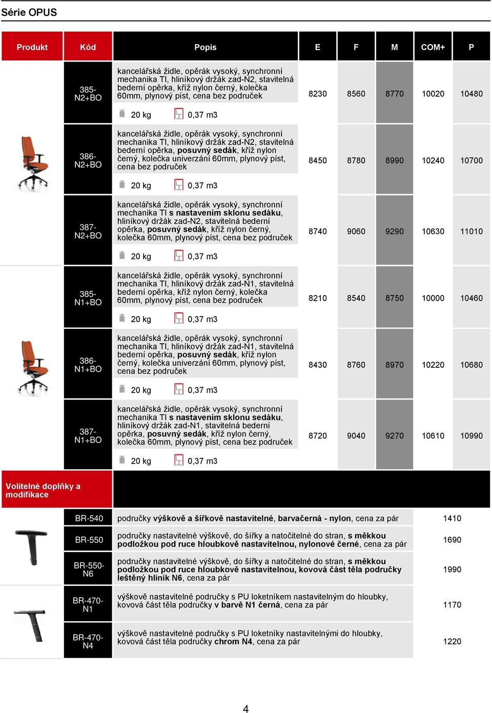 bederní opěrka, posuvný sedák, kříž nylon černý, kolečka univerzání 60mm, plynový píst, cena bez područek 20 kg 0,37 m3 kancelářská židle, opěrák vysoký, synchronní mechanika TI s nastavením sklonu