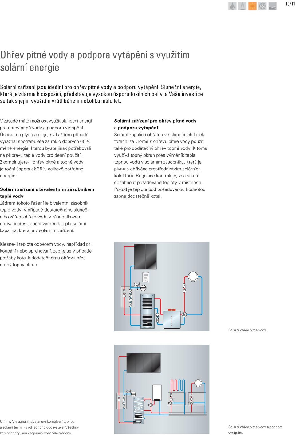 V zásadě máte možnost využít sluneční energii pro ohřev pitné vody a podporu vytápění.
