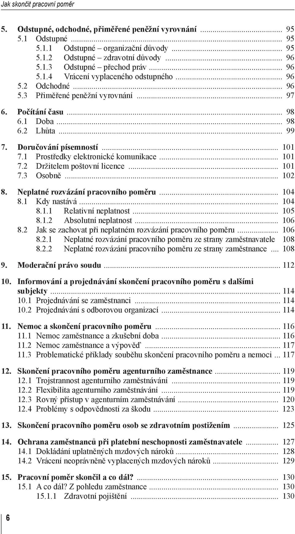 1 Prostředky elektronické komunikace... 101 7.2 Držitelem poštovní licence... 101 7.3 Osobně... 102 8. Neplatné rozvázání pracovního poměru... 104 8.1 Kdy nastává... 104 8.1.1 Relativní neplatnost.